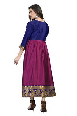 Fashionfricks Wine Silk Long Gown 2