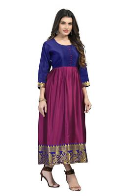 Fashionfricks Wine Silk Long Gown 3