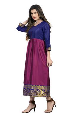 Fashionfricks Wine Silk Long Gown 4
