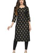 Fashionfricks Black Rayon Foil Print Kurti
