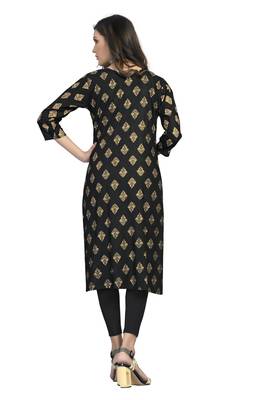 Fashionfricks Black Rayon Foil Print Kurti 2