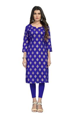 Fashionfricks Blue Rayon Foil Print Kurti 1