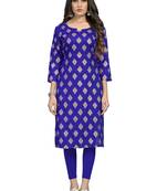 Fashionfricks Blue Rayon Foil Print Kurti