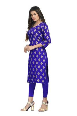 Fashionfricks Blue Rayon Foil Print Kurti 3