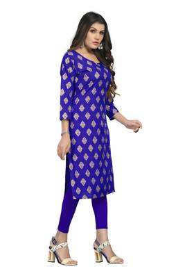 Fashionfricks Blue Rayon Foil Print Kurti 4