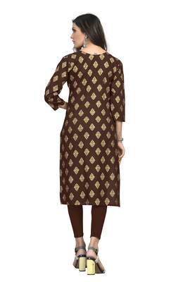 Fashionfricks Brown Rayon Foil Print Kurti 2