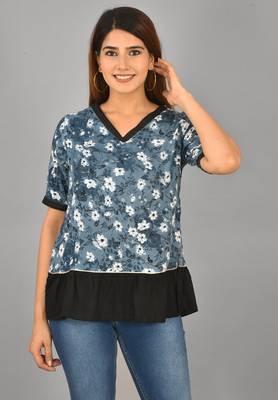 Aurish Grey Black Floral Short Kurti 2