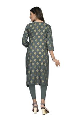Fashionfricks Grey Rayon Foil Print Kurti 2