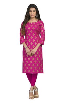 Fashionfricks Pink Rayon Foil Print Kurti 1
