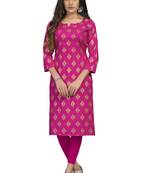 Fashionfricks Pink Rayon Foil Print Kurti