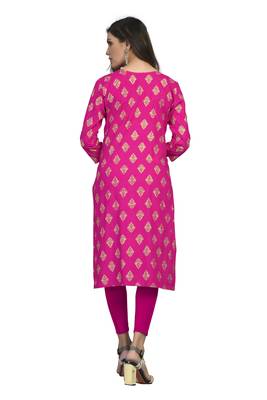 Fashionfricks Pink Rayon Foil Print Kurti 2