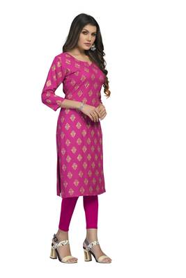 Fashionfricks Pink Rayon Foil Print Kurti 3