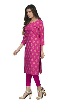 Fashionfricks Pink Rayon Foil Print Kurti 4