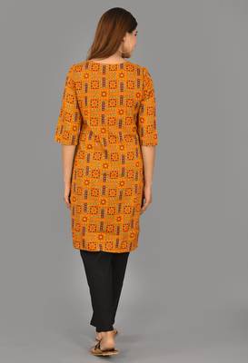 Aurish Traditional Mustered Kurta and Black Pant Set  2