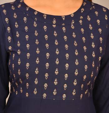 Royal Blue Print and Solid Kurta and Pant Set  5