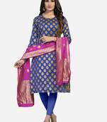 Fashionfricks Blue Banarasi Silk Top And Dupatta
