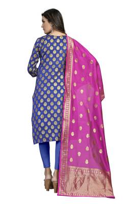 Fashionfricks Blue Banarasi Silk Top And Dupatta 2