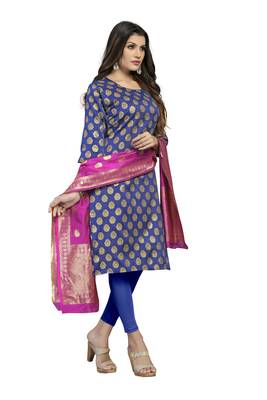 Fashionfricks Blue Banarasi Silk Top And Dupatta 3