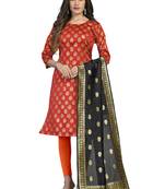 Fashionfricks Orange Banarasi Silk Top And Dupatta