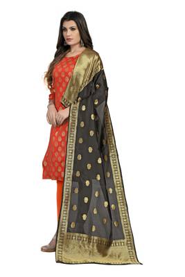 Fashionfricks Orange Banarasi Silk Top And Dupatta 3