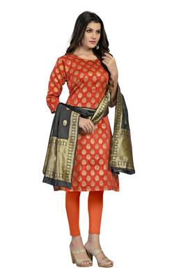Fashionfricks Orange Banarasi Silk Top And Dupatta 5