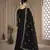 Black Color Front Slit Style Embroidered Faux georgette Anarkali Pants Salwar Suit