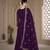 Purple Color Front Slit Style Embroidered Faux georgette Anarkali Pants Salwar Suit
