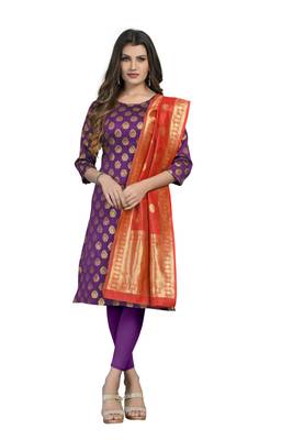 Fashionfricks Purple Banarasi Silk Top And Dupatta 1