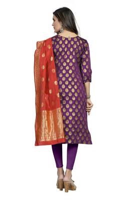 Fashionfricks Purple Banarasi Silk Top And Dupatta 2