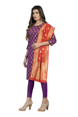 Fashionfricks Purple Banarasi Silk Top And Dupatta 3