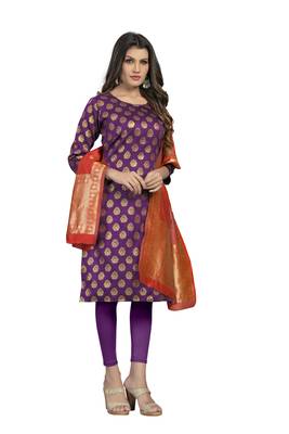 Fashionfricks Purple Banarasi Silk Top And Dupatta 4