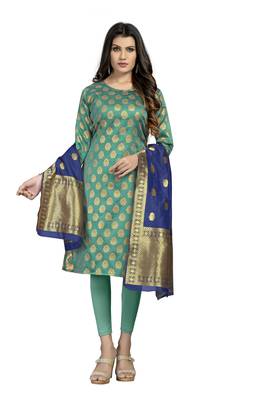 Fashionfricks Rama Banarasi Silk Top And Dupatta 1