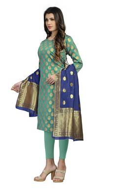 Fashionfricks Rama Banarasi Silk Top And Dupatta 3