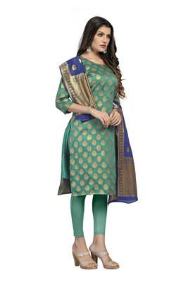 Fashionfricks Rama Banarasi Silk Top And Dupatta 4