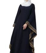 Ayeza Naqab Crepe Abaya kaftan Boder style With Hijab   (Black)