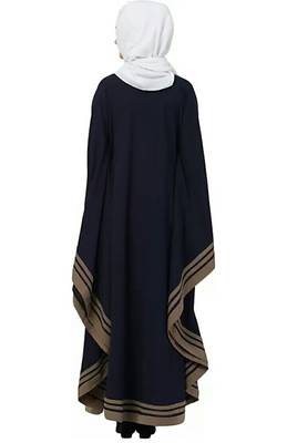 Ayeza Naqab Crepe Abaya kaftan Boder style With Hijab   (Black) 2