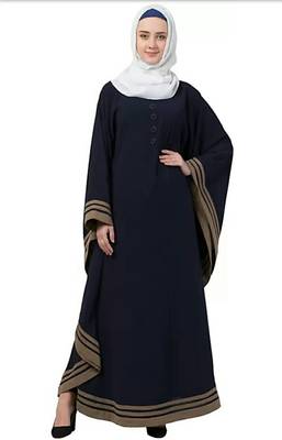 Ayeza Naqab Crepe Abaya kaftan Boder style With Hijab   (Black) 5