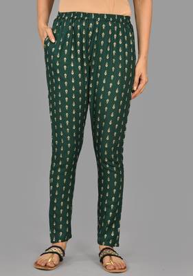 Aurish Green Print with Solid Kurta and Pant Set  6