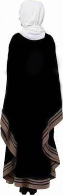 Ayeza Naqab kaftan style boderCaftan_blue Crepe Abaya With Hijab  (Black Beige ) 2