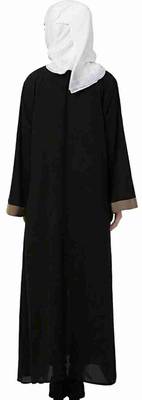 Ayeza Naqab Beautiful Crepe Solid Abaya With Hijab  (Black, beige) 2