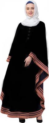 Ayeza Naqab Letest kaftan Design Stylish Frot Button  Abaya Color (Black pink) 1