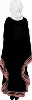 Ayeza Naqab Letest kaftan Design Stylish Frot Button  Abaya Color (Black pink) 2
