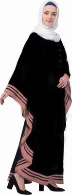 Ayeza Naqab Letest kaftan Design Stylish Frot Button  Abaya Color (Black pink) 4