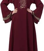 Ayeza Naqab Look Biased Cut Umbrella Style Flared Khashibo Matte Abaya Dress For Girls And Women color (Marron, Beige)
