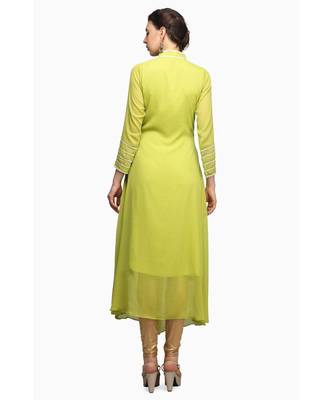 Green Chiffon stitched     embroidered   Kurti 4