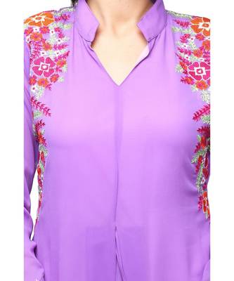 Purple Georgette stitched     embroidered   Kurti 5