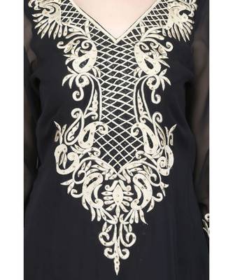 Black Georgette stitched     embroidered   Kurti 4