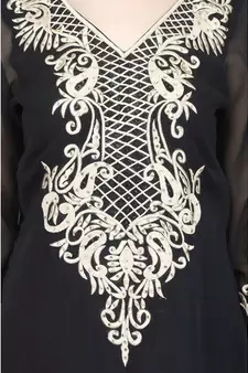 Black Georgette stitched     embroidered   Kurti
