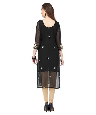 Black Georgette stitched     embroidered   Kurti 5