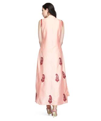 Peach Taffeta stitched     embroidered   Kurti 5